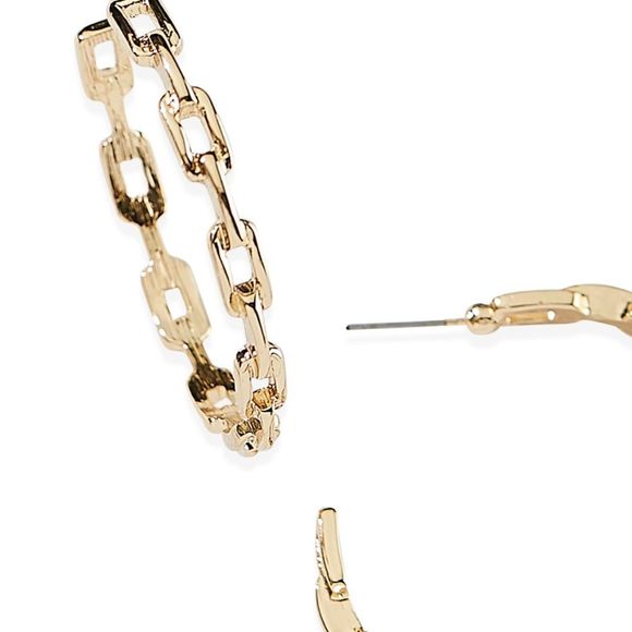 NWT ICONIC CHAINLINK STATEMENT HOOPS CHANTEL SILVER OR GOLD EARRINGS - Picture 3 of 13